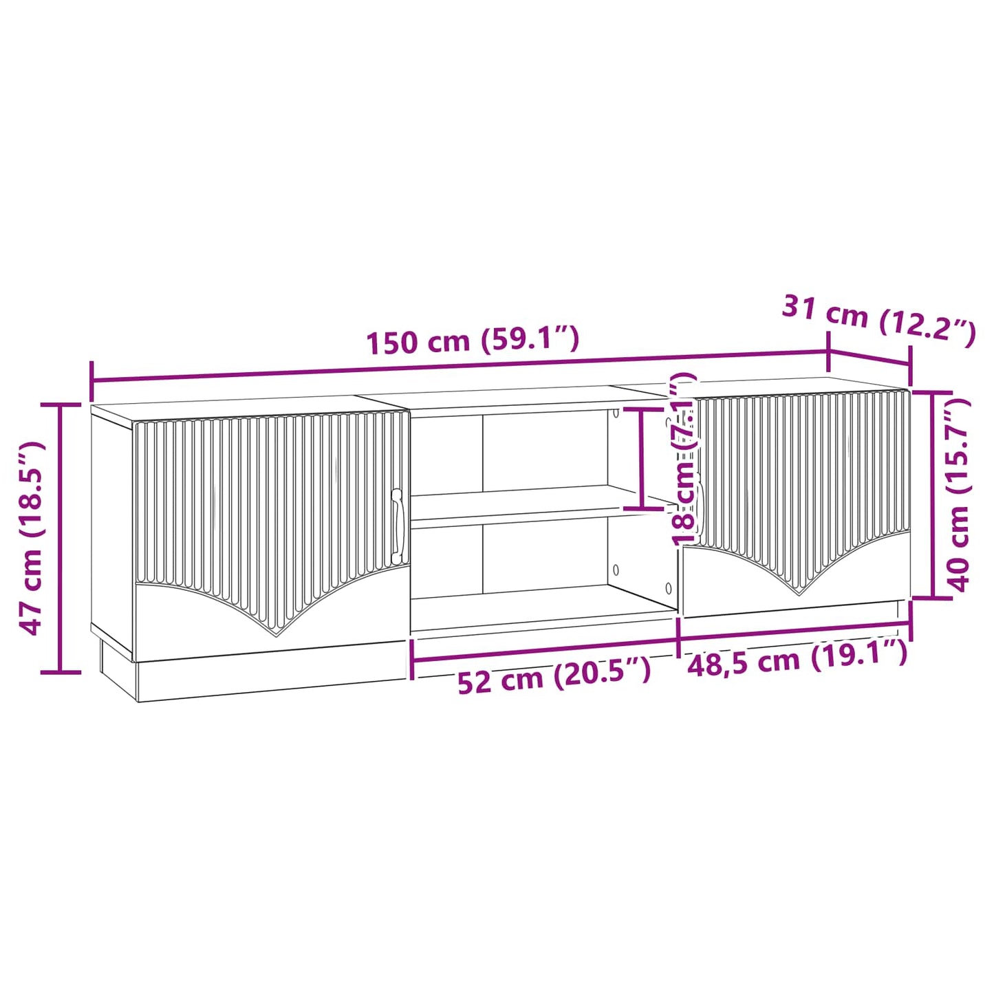 TV szekrény Antik Fa 150 x 31 x 47 cm Szerelt Fa