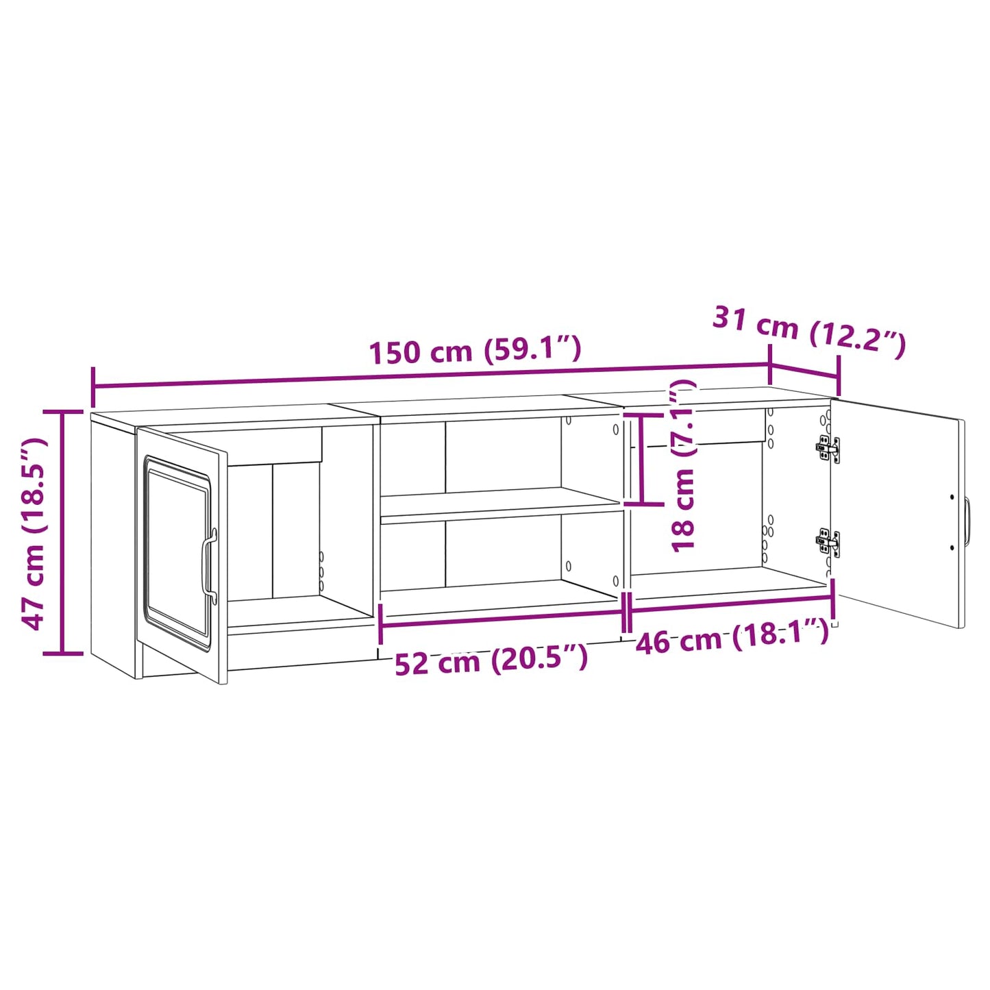 TV szekrény Fekete 150 x 31 x 47 cm Szerelt Fa