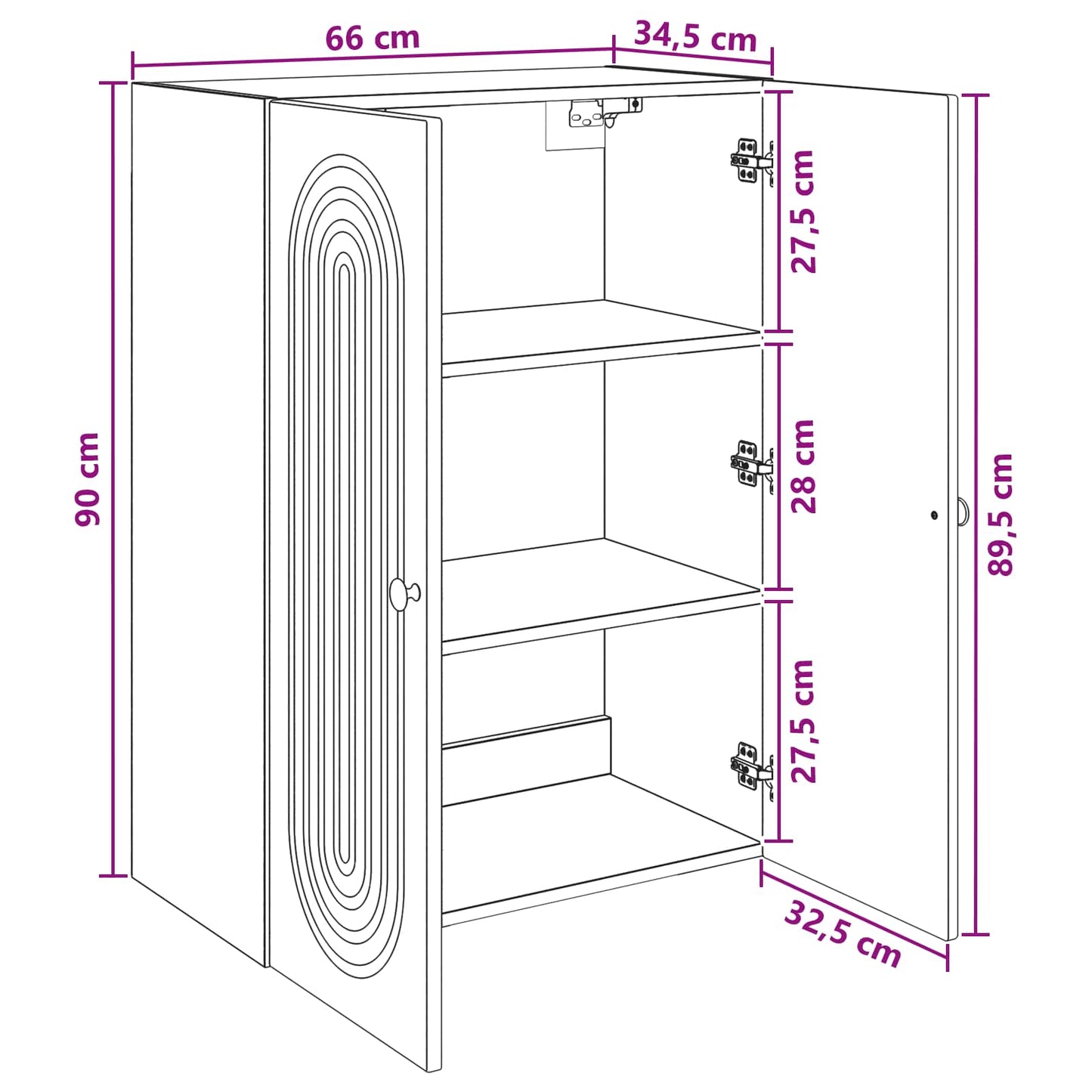 Fali szekrény Betonszürke 66 x 34,5 x 90 cm Szerelt Fa