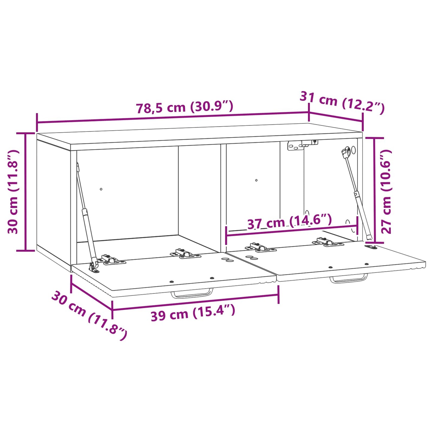 Fali TV szekrény Magasfényű Fehér 78,5 x 31 x 30 cm Szerelt Fa