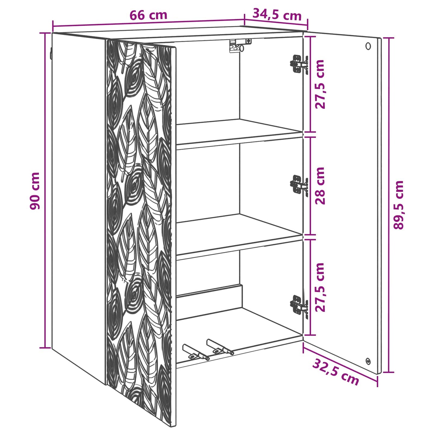 Fali szekrény Antik Fa 66 x 34,5 x 90 cm Szerelt Fa