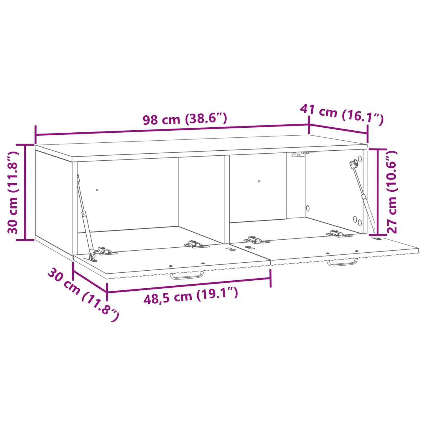 Fali TV szekrény Kézműves Tölgy 98 x 41 x 30 cm Szerelt Fa
