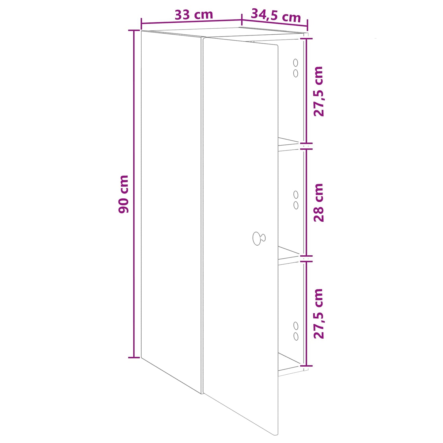 Fali szekrény Antik Fa 33 x 34,5 x 90 cm Szerelt Fa