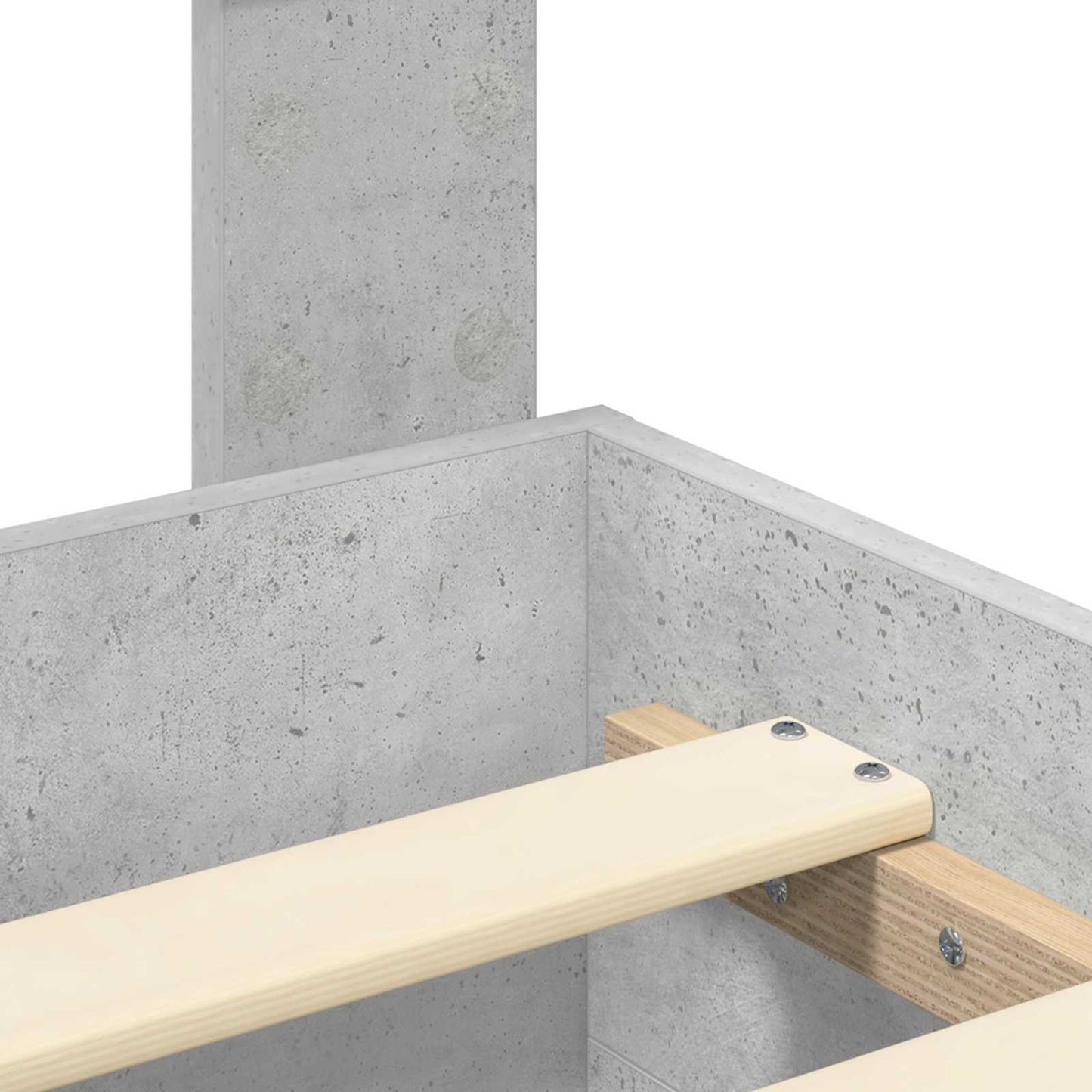 Ágykeret fejtámlával fiókkal Beton Szürke 200 x 200 cm Faanyag