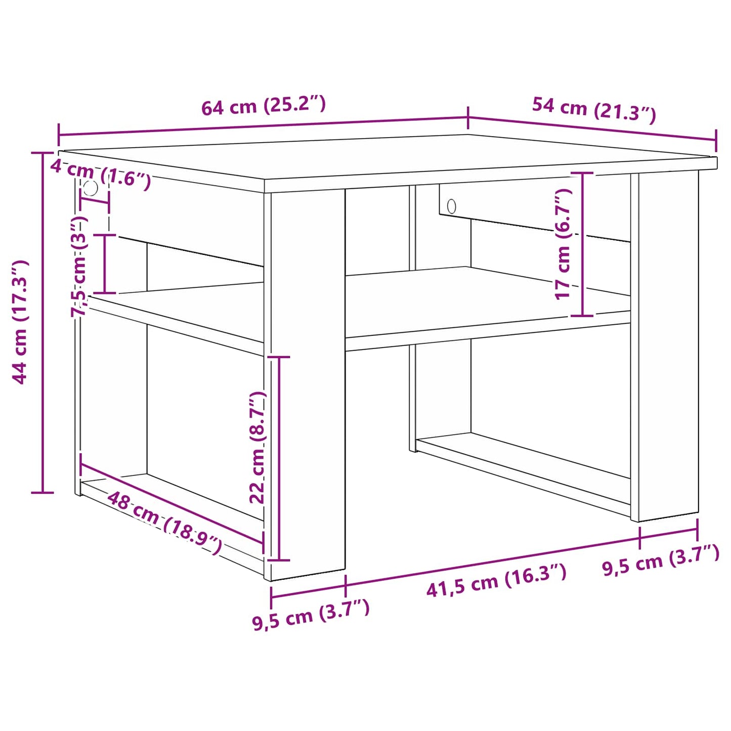 Dohányzóasztal Szürke Sonoma 64 x 54 x 44 cm Szerelt Fa
