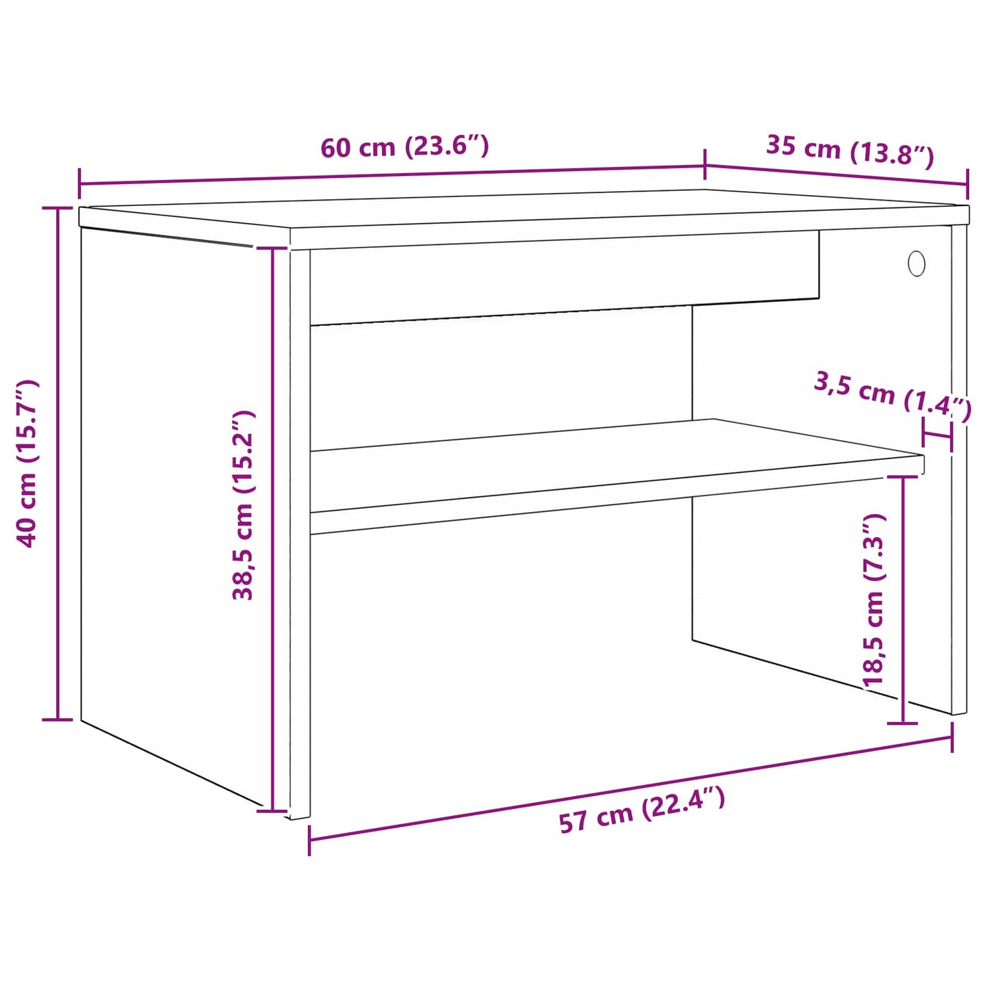 TV szekrény Fekete tölgy 60 x 35 x 40 cm Faanyag