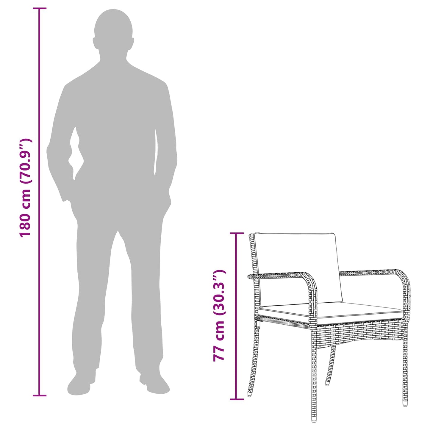Kert Bistro Készlet párnával 3 pcs Szürke polirattan