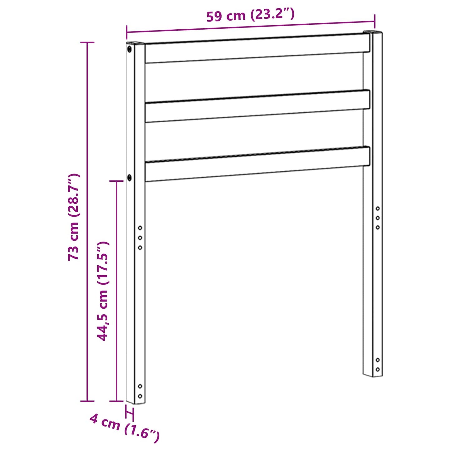 Háttámla Modul Fehér 59 x 4 x 73 cm Tömör Akácfa