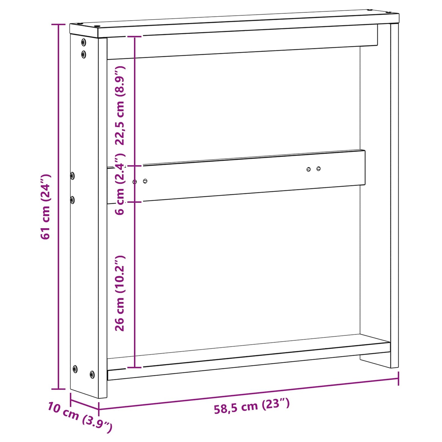 Kartámasz modul 2 db Fehér 58,5 x 10 x 61 cm Tömör Akácfa