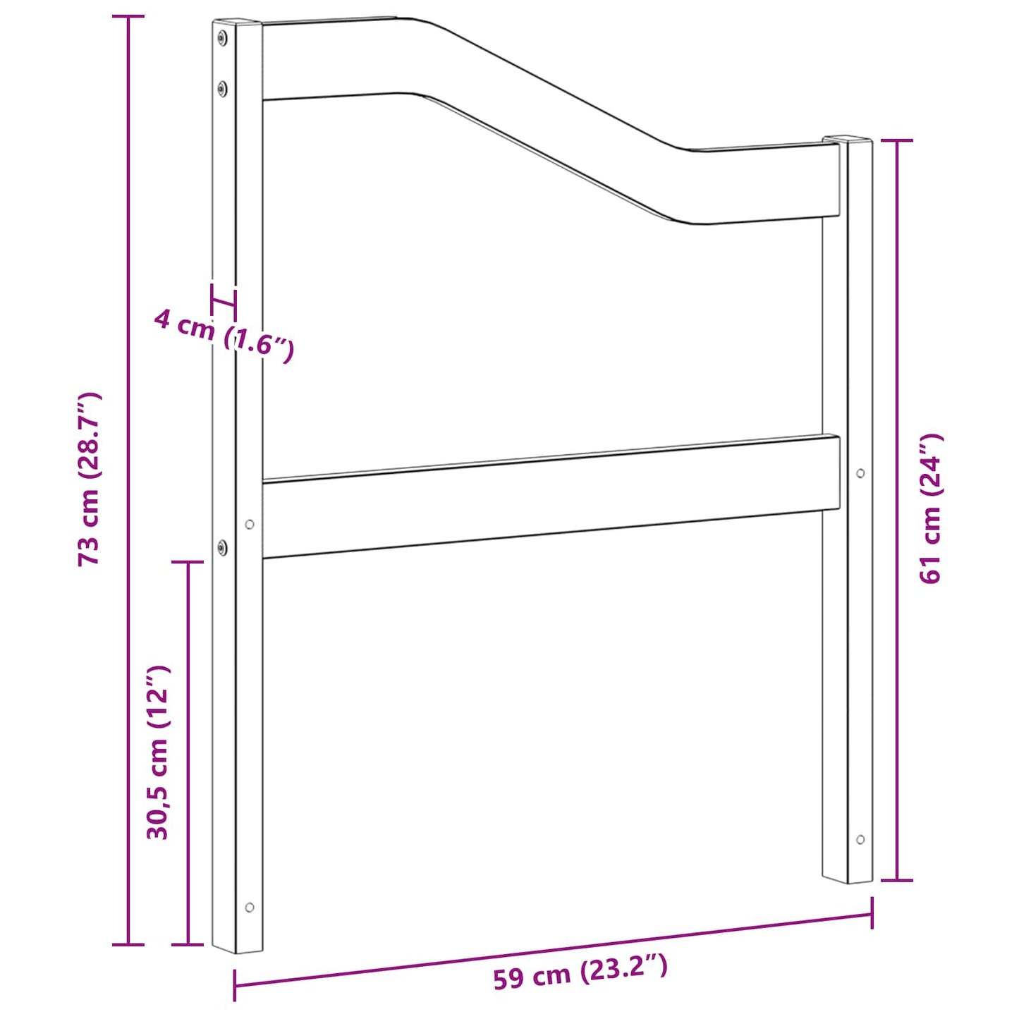 Karfák modul 2 db Fehér 59 x 4 x 73 cm Tömör Akácfa