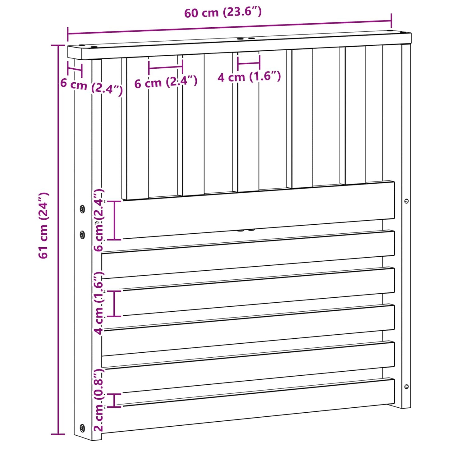 Kartámasz modul 2 db Fehér 60 x 6 x 61 cm Tömör Akácfa