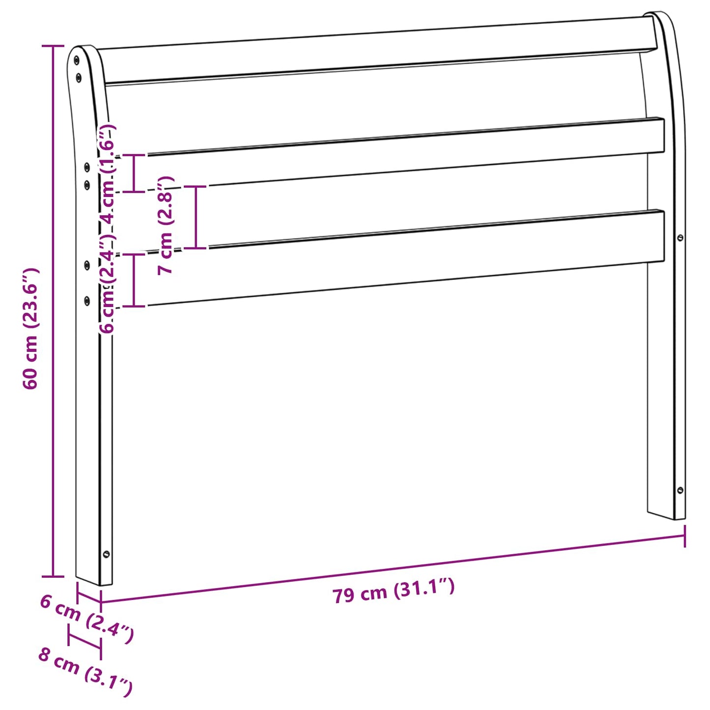 Kartámasz modul 2 db Fehér 78,5 x 8,5 x 60 cm Tömör Akácfa
