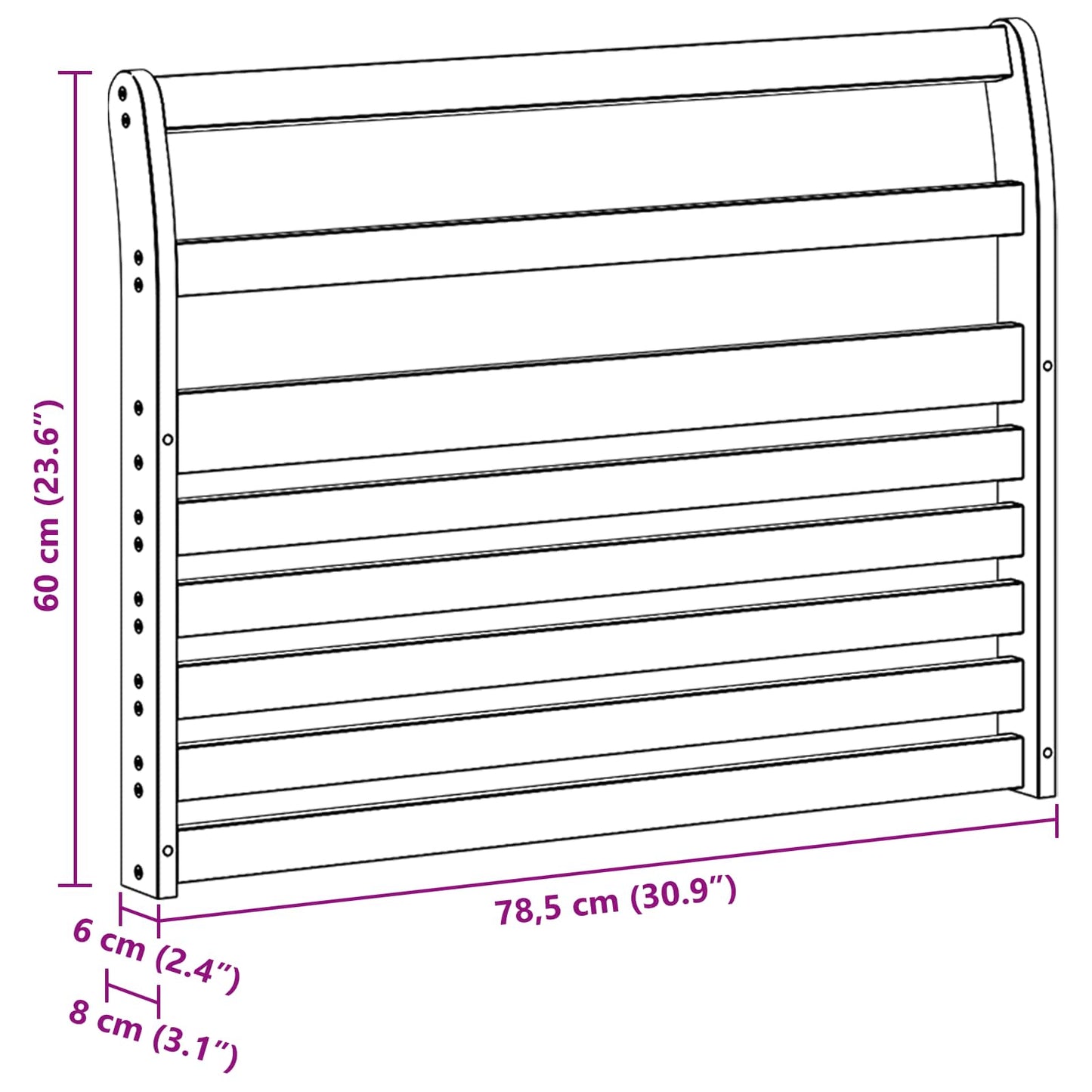 Kartámasz modul 2 db Fehér 78,5 x 8,5 x 60 cm Tömör Akácfa