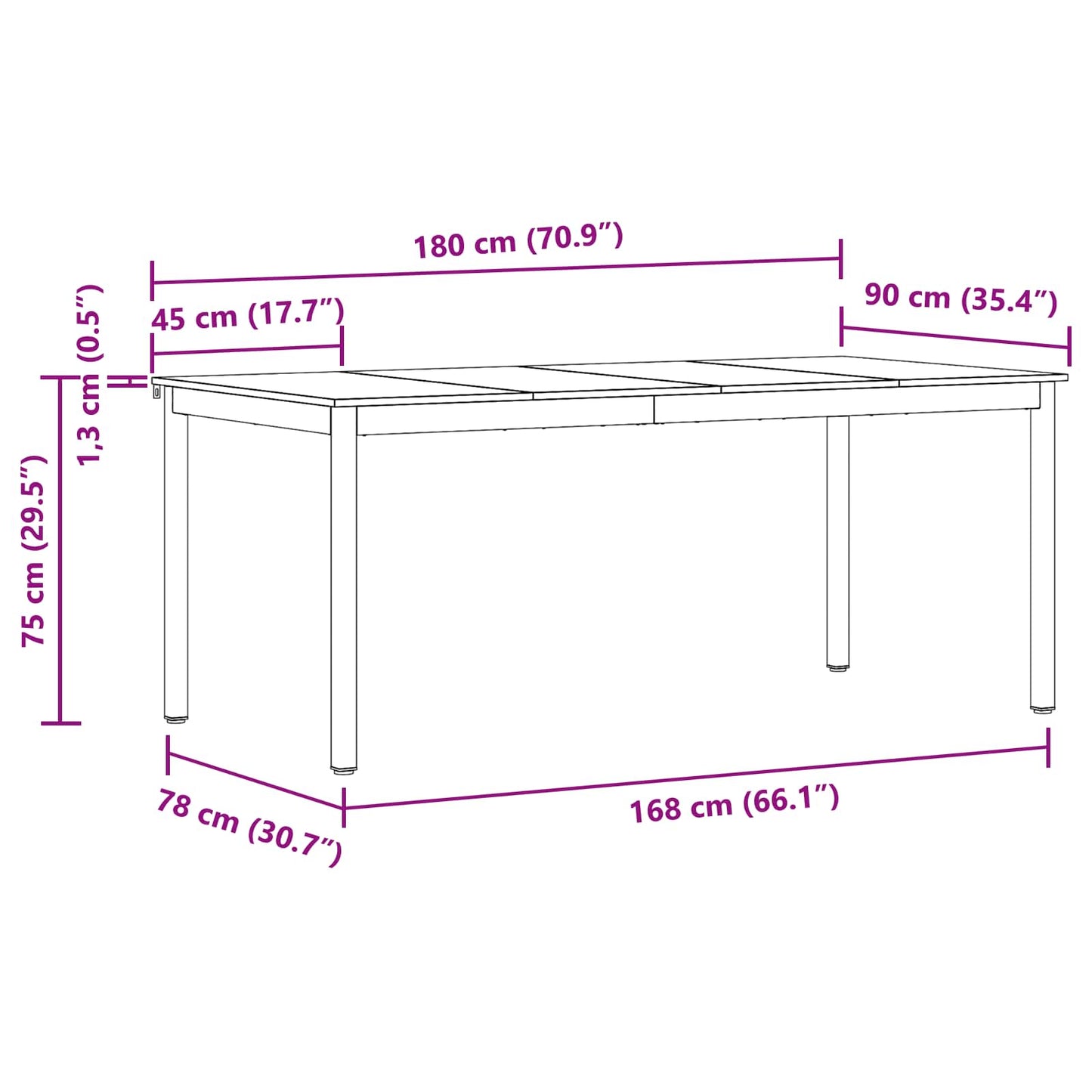 Étkezőasztalok 2 pcs 180 x 90 x 75 cm Faanyag Négyszögletes