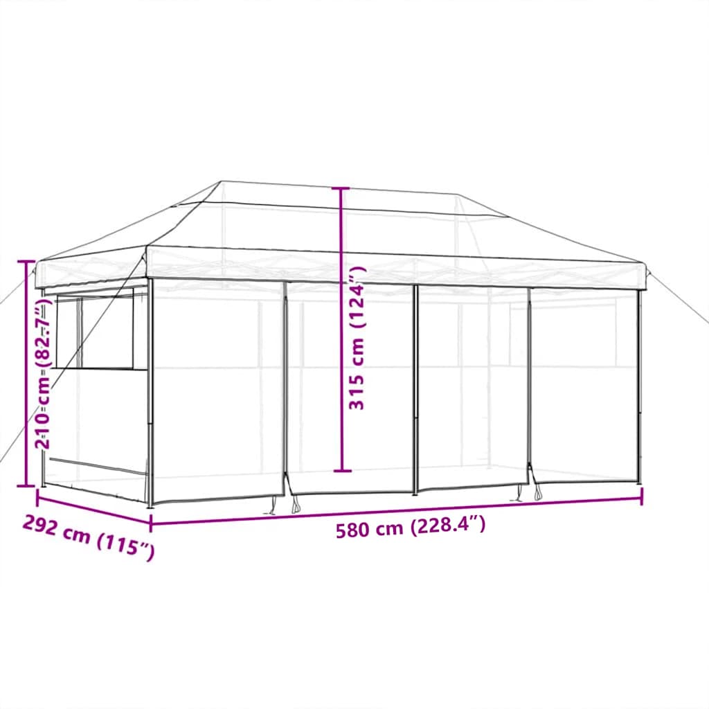 Parti Sátor Pop-up Tópszínű 580 x 292 x 315 cm Oxford Szövet