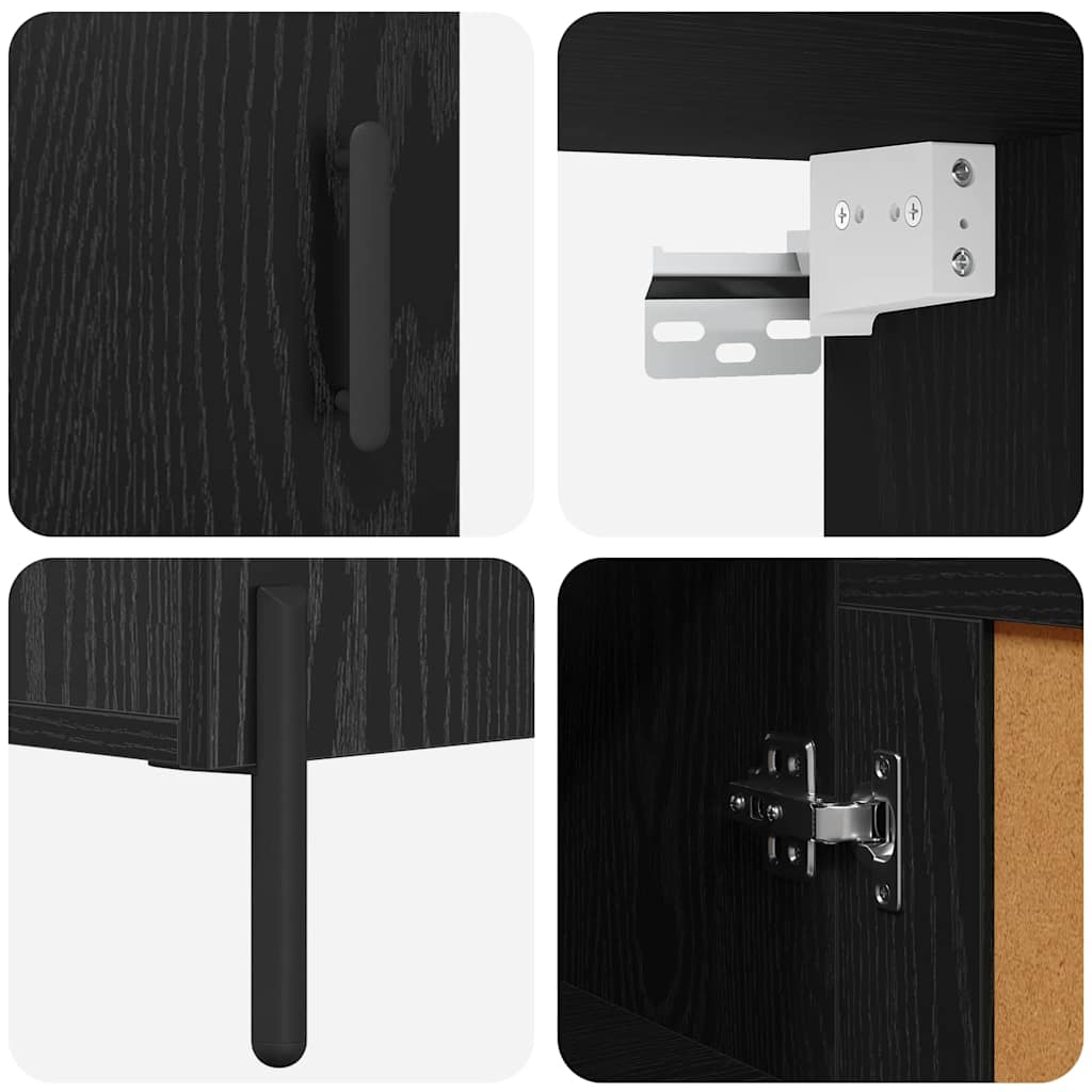Magasfiú 2 pcs Fekete tölgy 69,5 x 34 x 180 cm Szerelt Fa