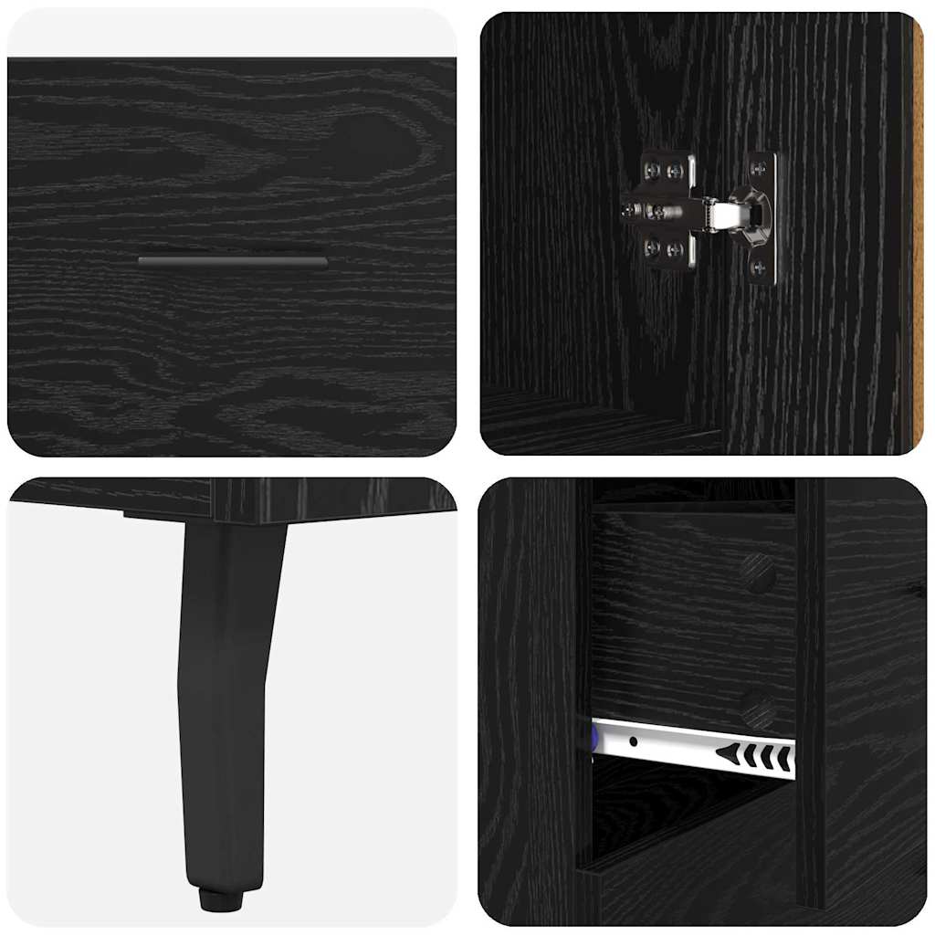Magasfiú 2 pcs Fekete tölgy 69,5 x 34 x 180 cm Szerelt Fa