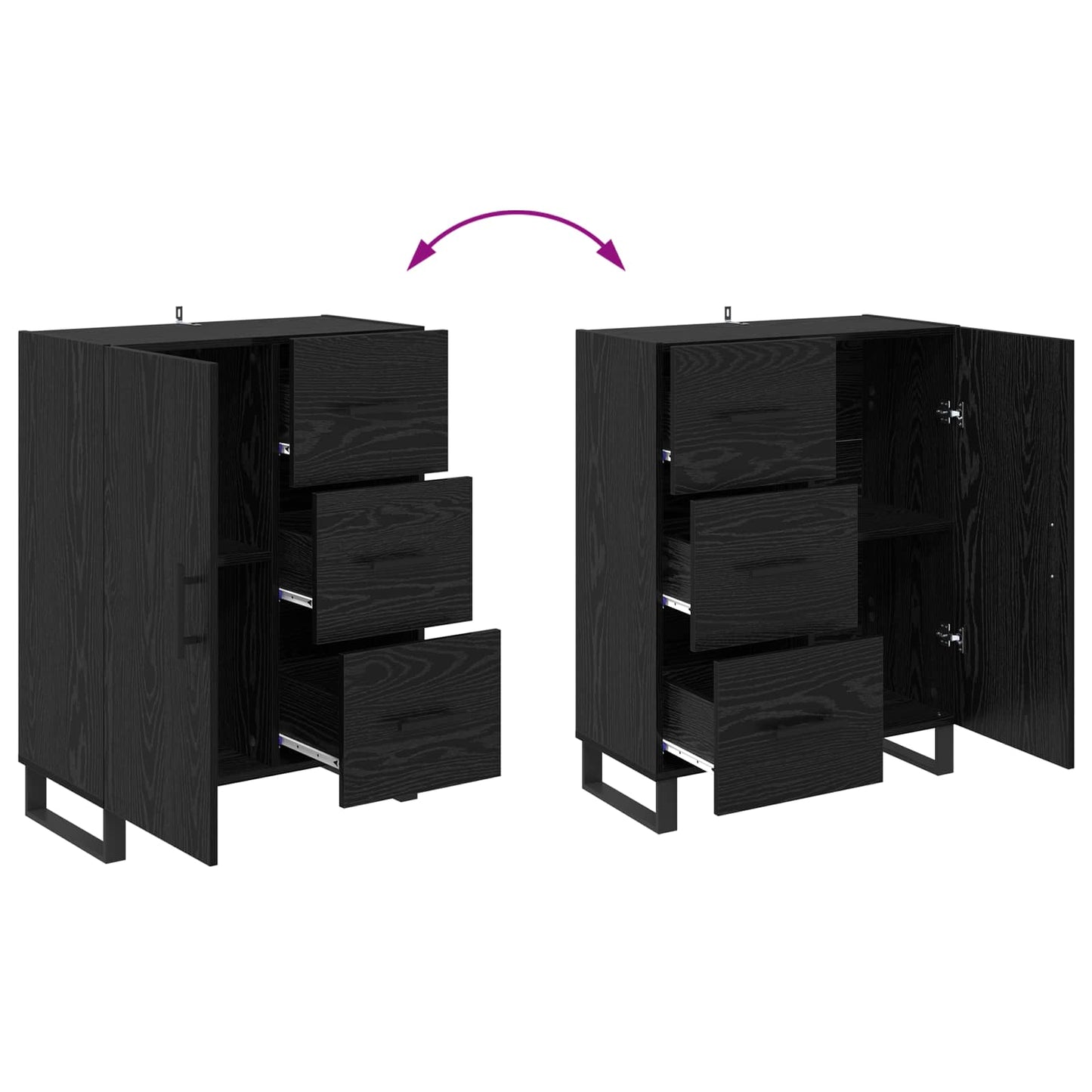 Magasfiú 2 pcs Fekete tölgy 69,5 x 34 x 180 cm Szerelt Fa