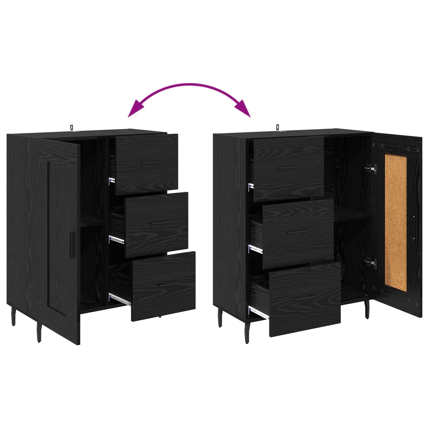 Magasfiú 2 pcs Fekete tölgy 69,5 x 34 x 180 cm Szerelt Fa