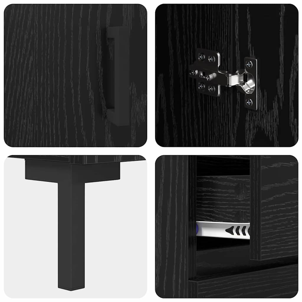 Magasfiú 2 pcs Fekete tölgy 69,5 x 34 x 180 cm Szerelt Fa
