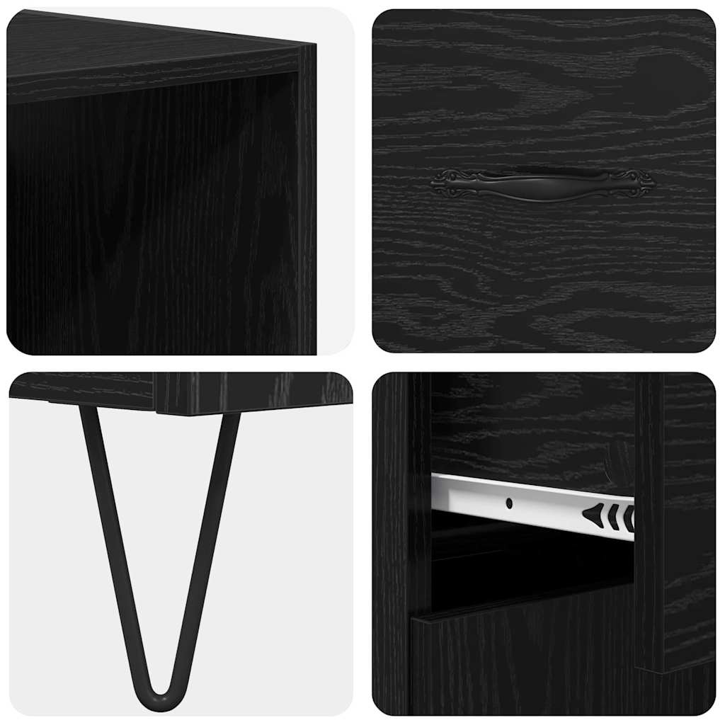 Magasfiú 2 pcs Fekete tölgy 69,5 x 34 x 180 cm