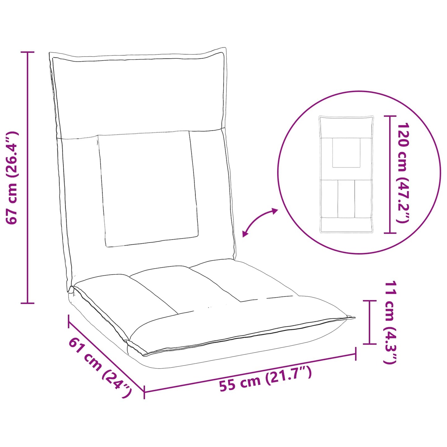 Állítható padló szék Szürke Műbőr