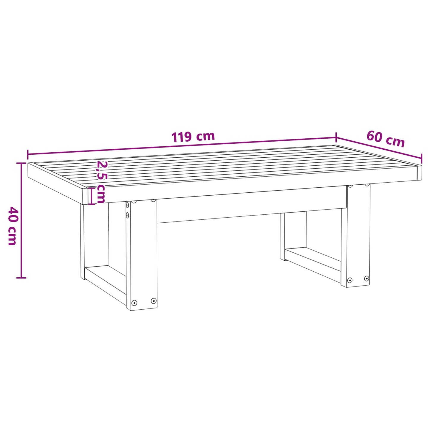 Dohányzóasztal NOAIN Fekete 119 x 60 x 40 cm Tömör Fenyőfa