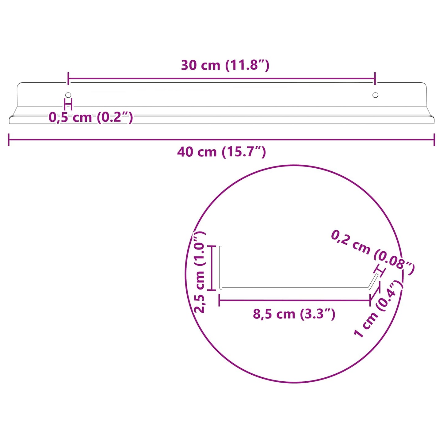 Lebegő polc 4 pcs Rózsaszín 40 x 8,5 x 2,5 cm Acél