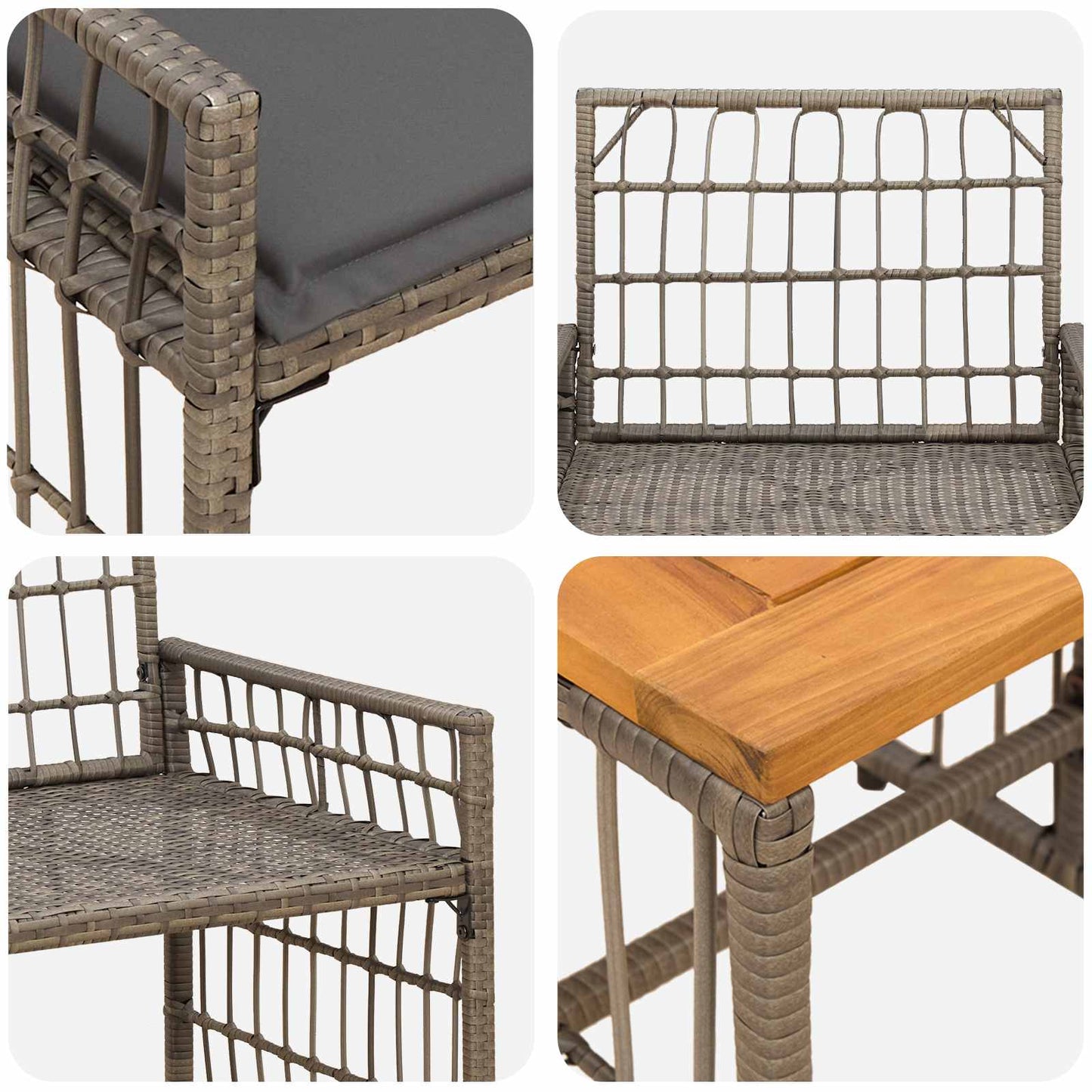 Kültéri Bútor Szett 5 pcs Fekete és Sötétszürke