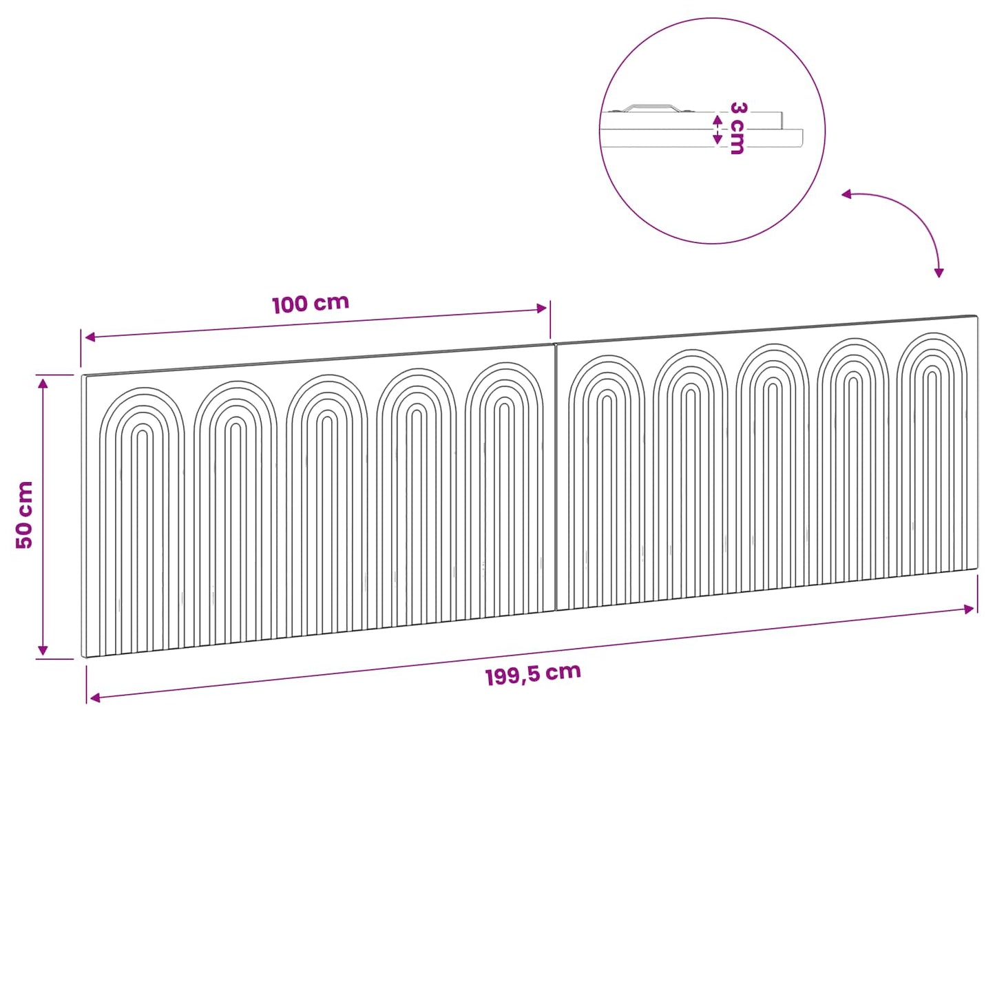 Falra szerelhető fejtámla ALKMAAR Magasfényű Fehér Szerelt Fa