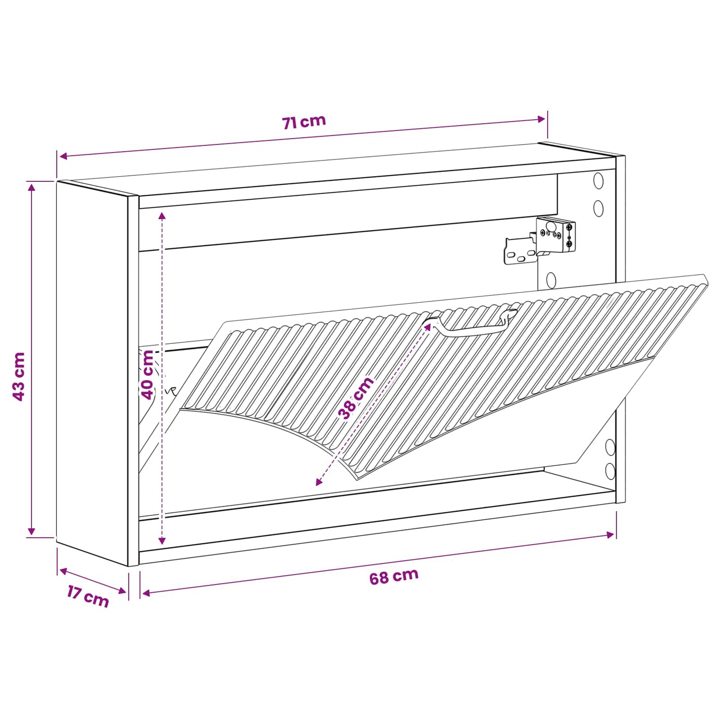 Fali Cipőtartó HOORN 71 x 17 x 43 cm Szerelt Fa Antik Fa