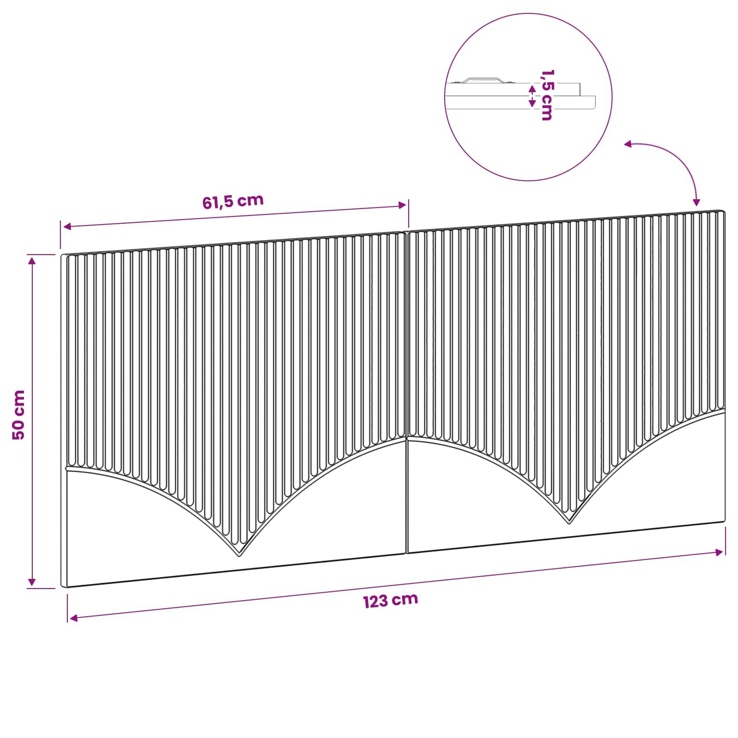 Falra szerelhető fejtámla HOORN Sonoma Tölgy Szerelt Fa
