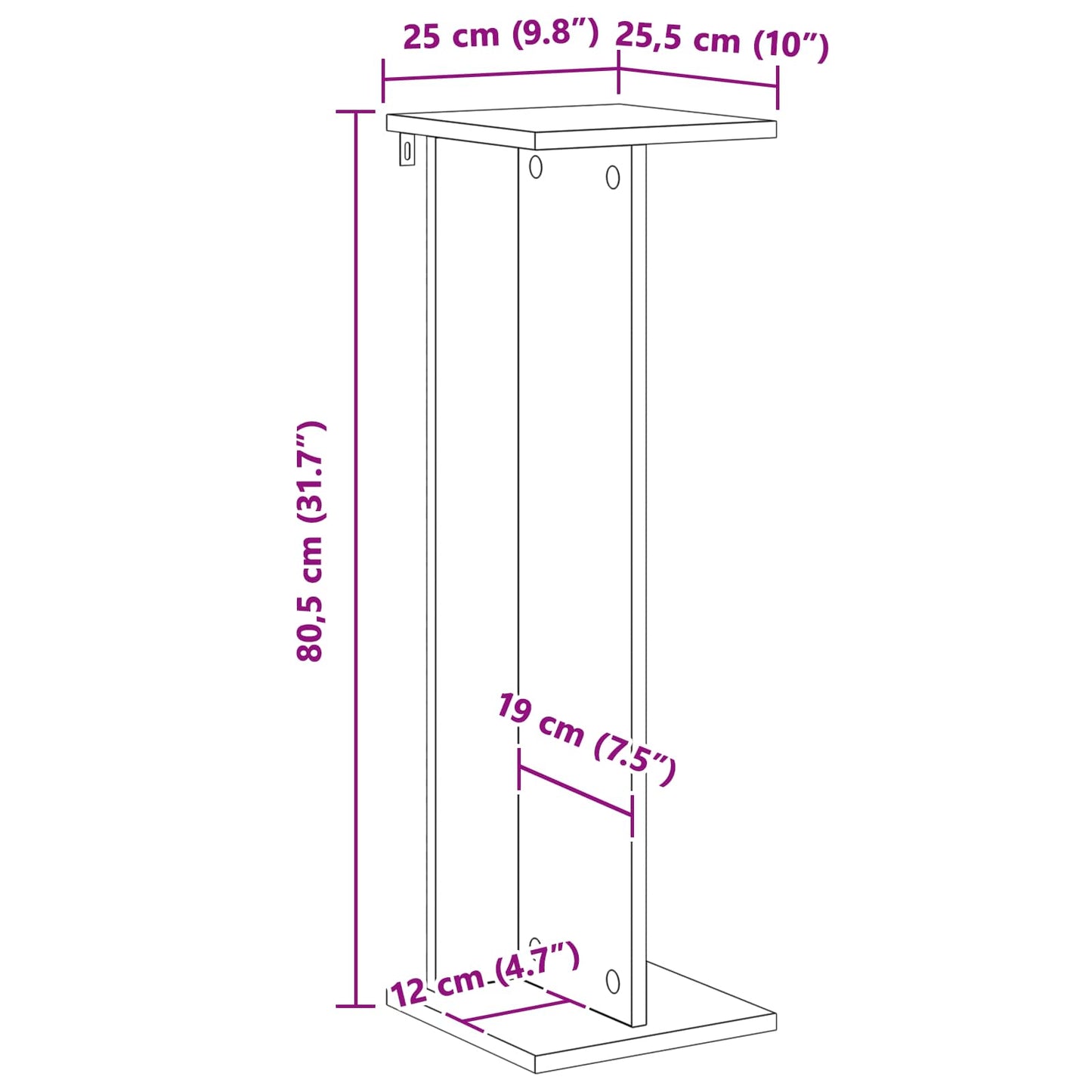Növényállvány 2 pcs Szürke Sonoma 25 x 25,5 x 80,5 cm