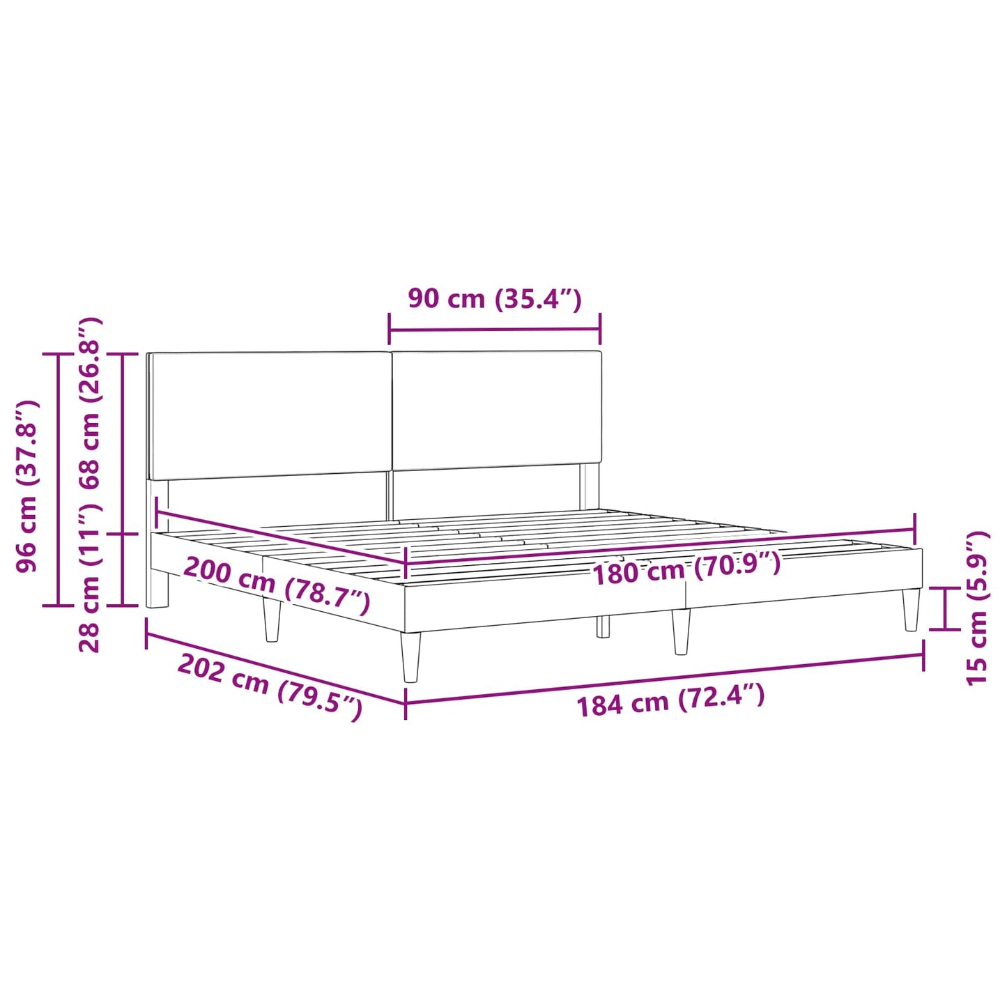 Ágykeret Világos Zöld Szürke 180 x 200 cm Bársonyos szövet