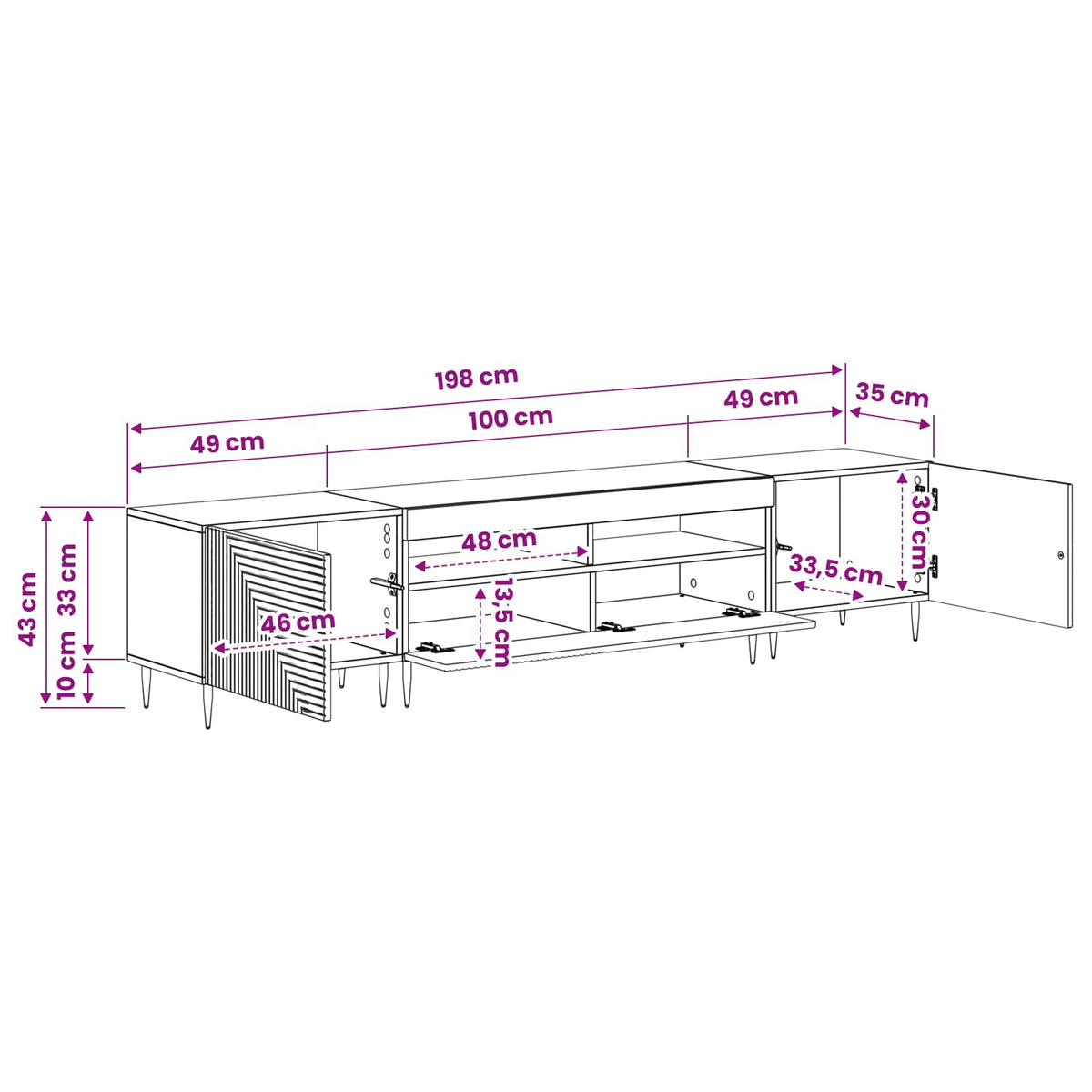 3 darabos LED TV szekrény Szürke Sonoma Szerelt Fa
