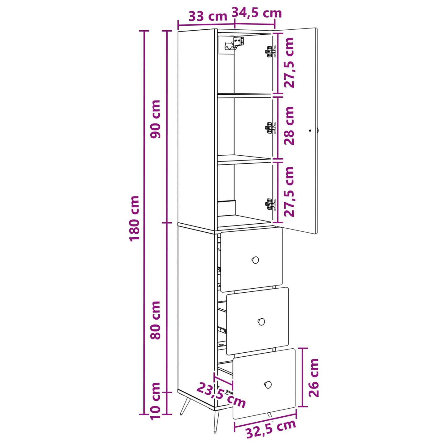 Szekrény szett 2 pcs Szürke Sonoma 34,5 x 34,5 x 90 cm
