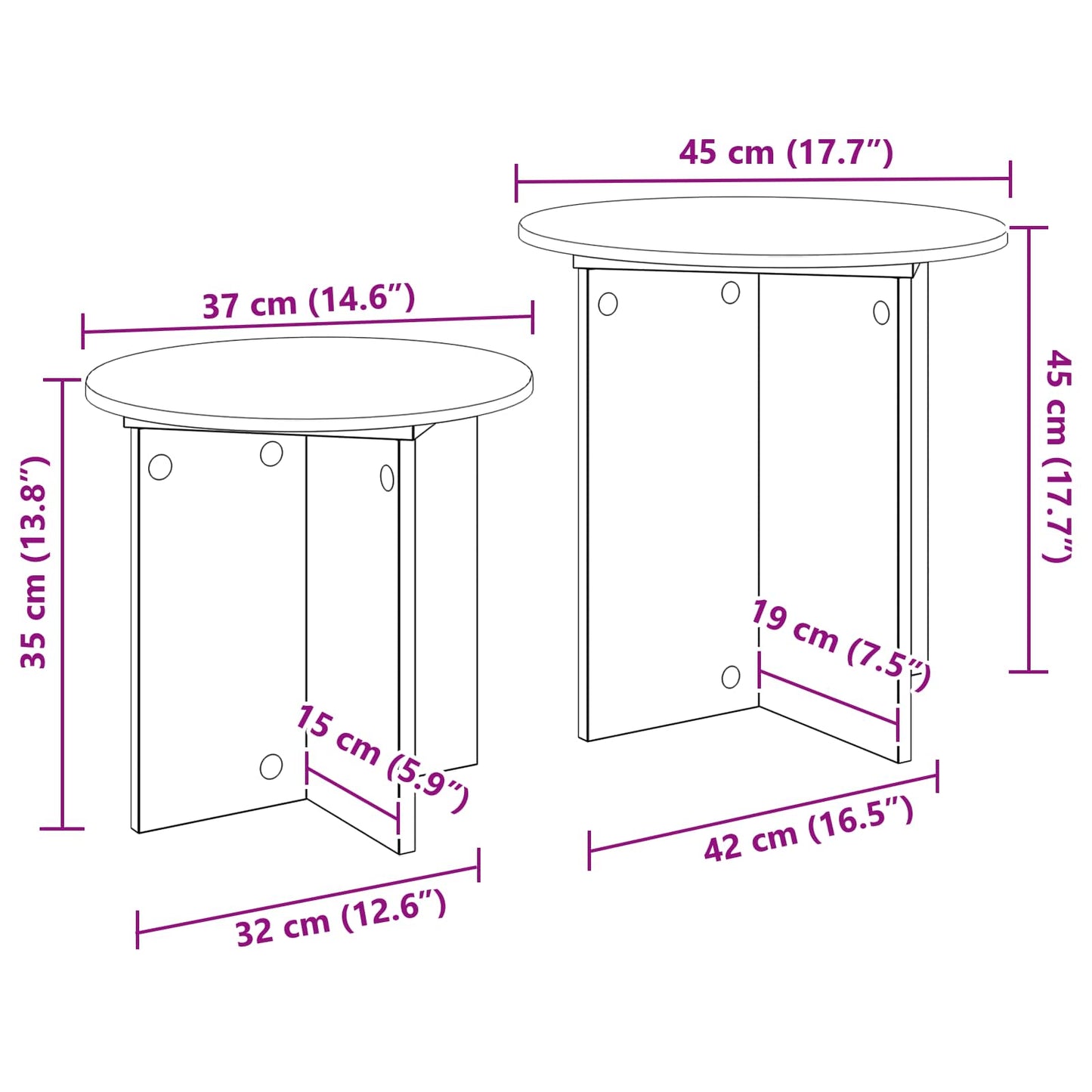 Kisasztal készlet 2 pcs Füstölt Tölgy Mérnöki fa