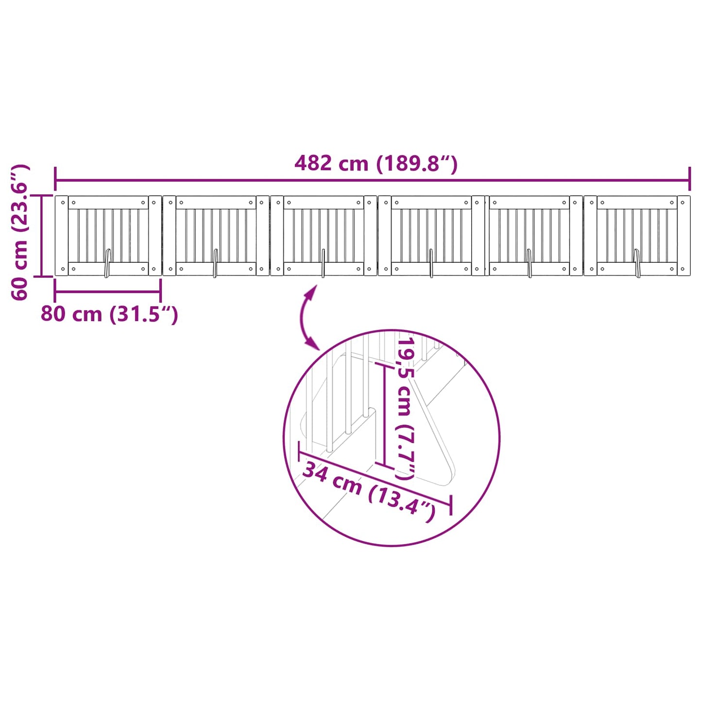 Összecsukható kutyakerítés állványokkal 6 db Antik Fa 482 cm