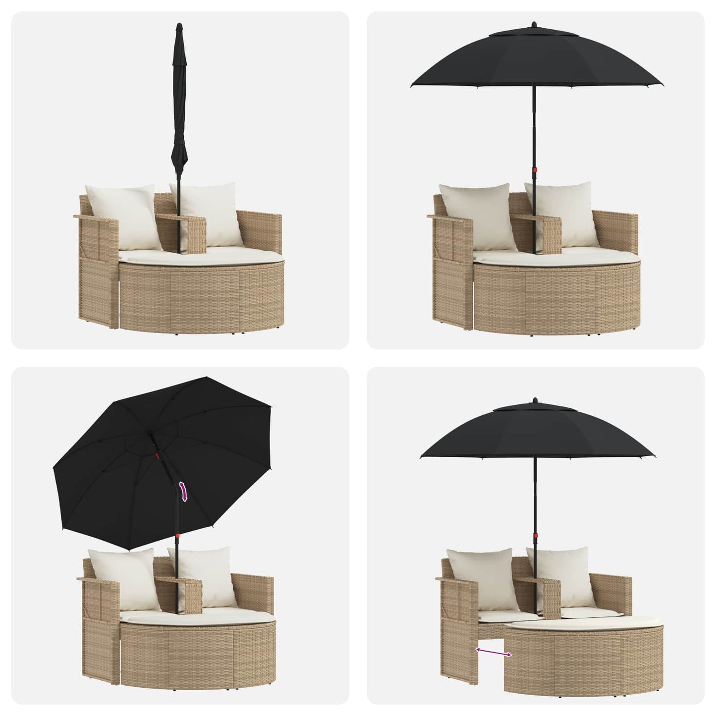 Kerti kanapé párnával 8 pcs Beige és Krémszínű polirattan