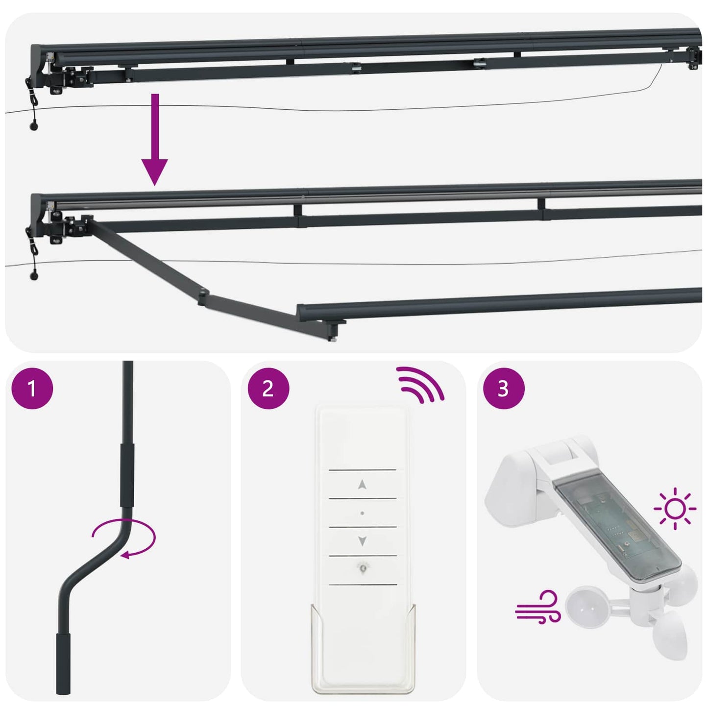 Elektromos napernyő keret LED-del Antracit 3,5 x 2,5 m