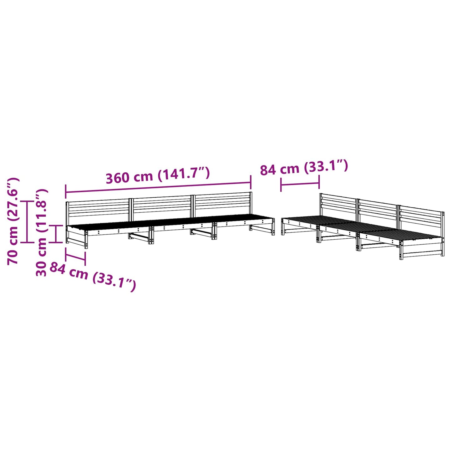 Kerti lounge szett 6 pcs Viaszbarna Tömör fenyő