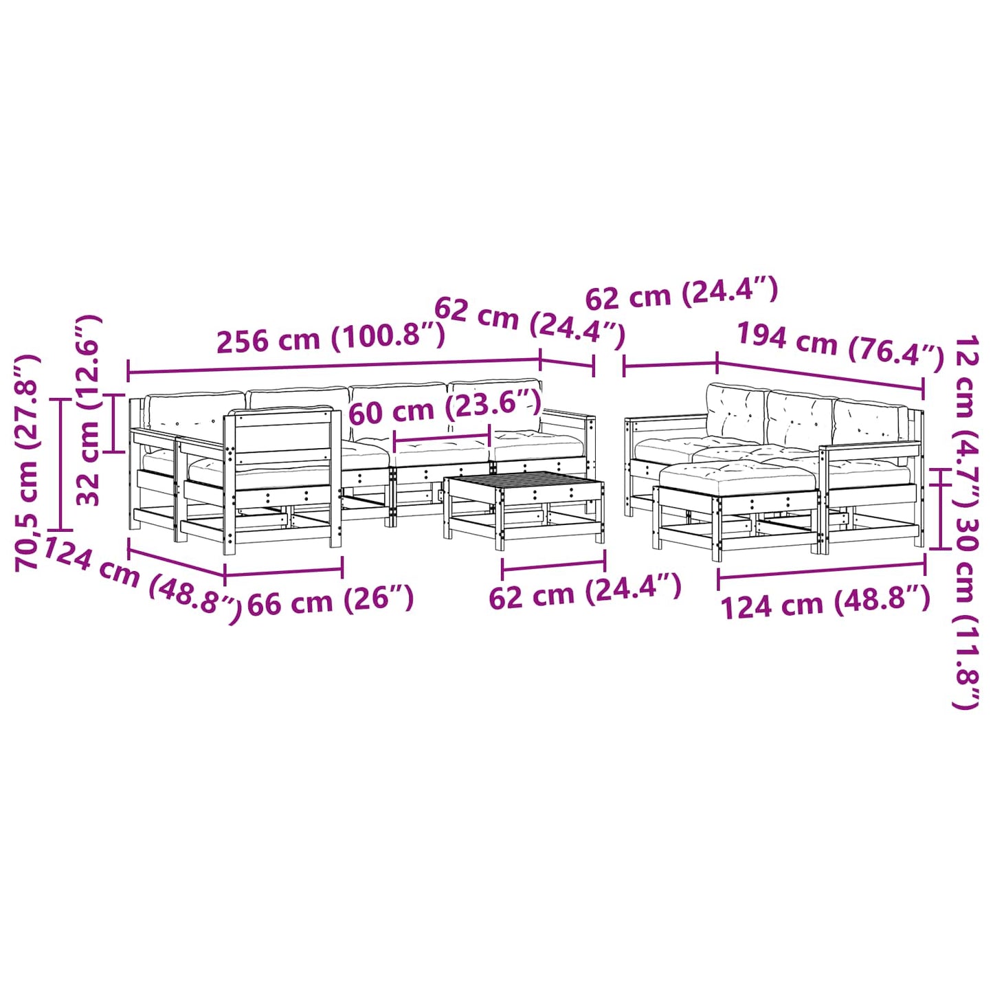Kerti lounge szett 10 pcs Gyantás Barna Fenyő Tömör Fenyőfa