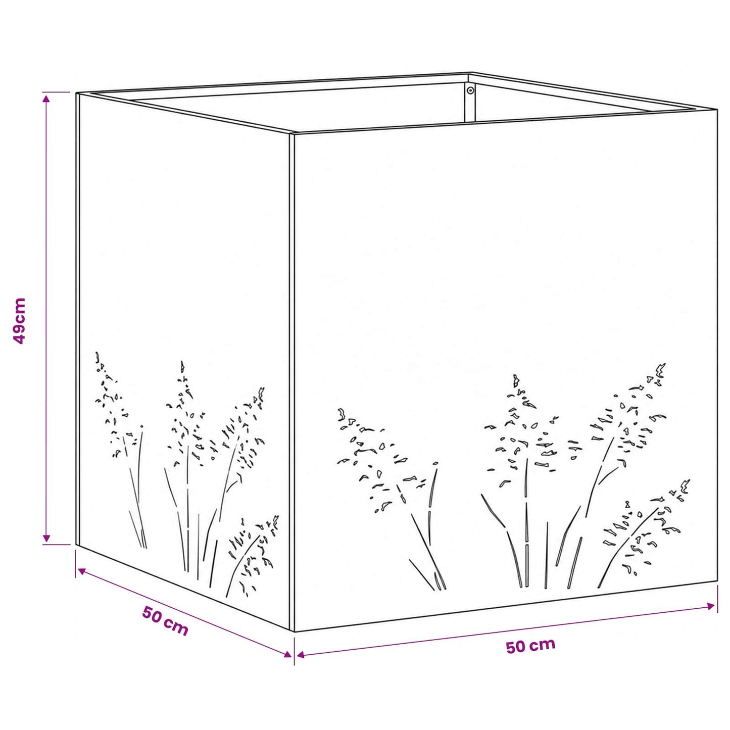 Kerti cserép Fehér 50 x 50 x 49 cm Hidegen hengerelt acél