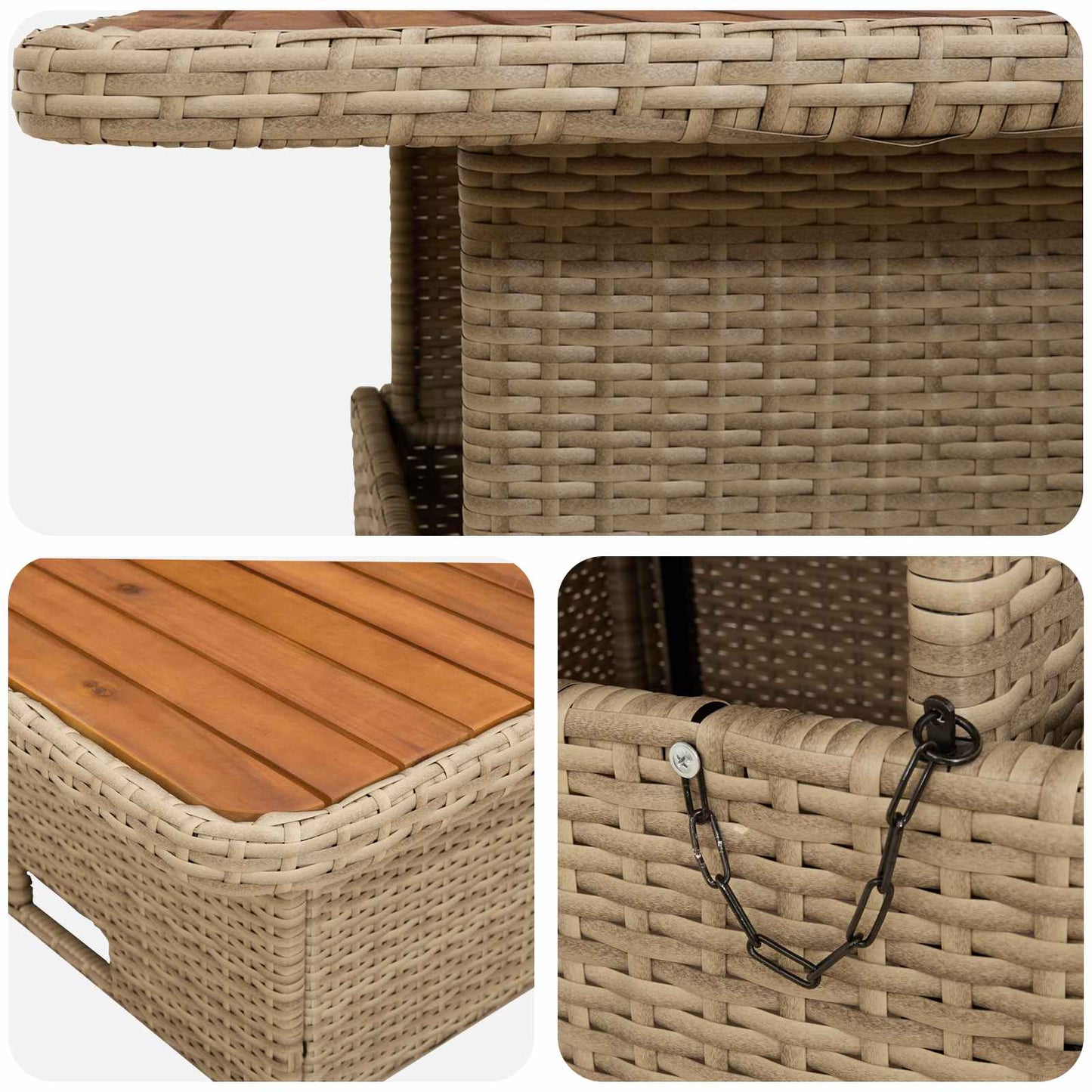 Bútor szettek 7 db Beige és Világosszürke PE Rattan
