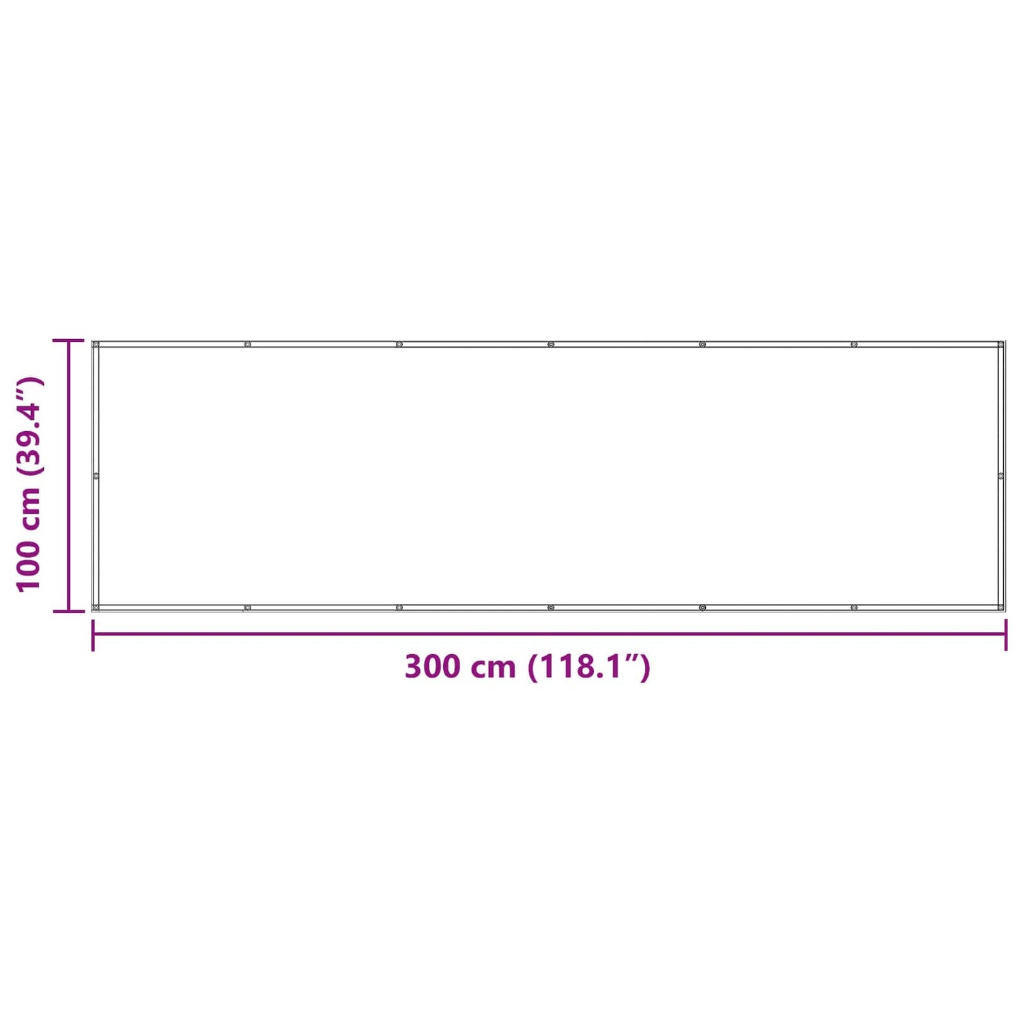 Erkély Szúnyogháló 100 x 300 cm Oxford Szövet Négyszögletes