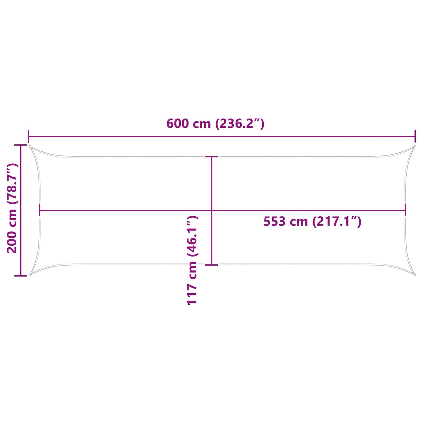 Napernyő vitorla Világosszürke és fehér 2 x 6 m