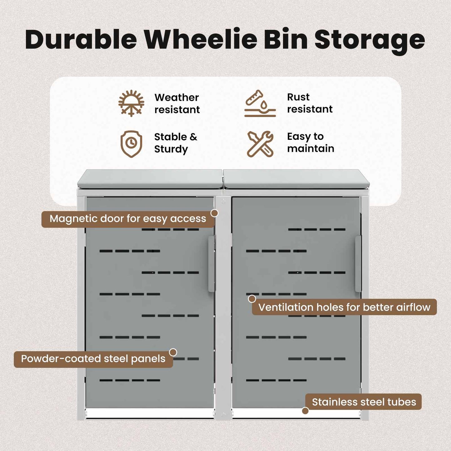 Kerekes Hulladékgyűjtő Tárolás for 2 Bins 240L Szürke