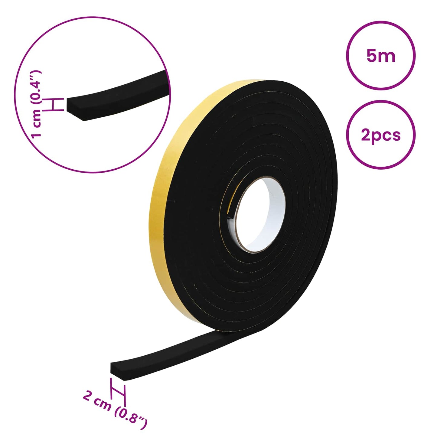 Öntapadó habszalag 2 pcs Fekete 20mm x 5m CR Hab