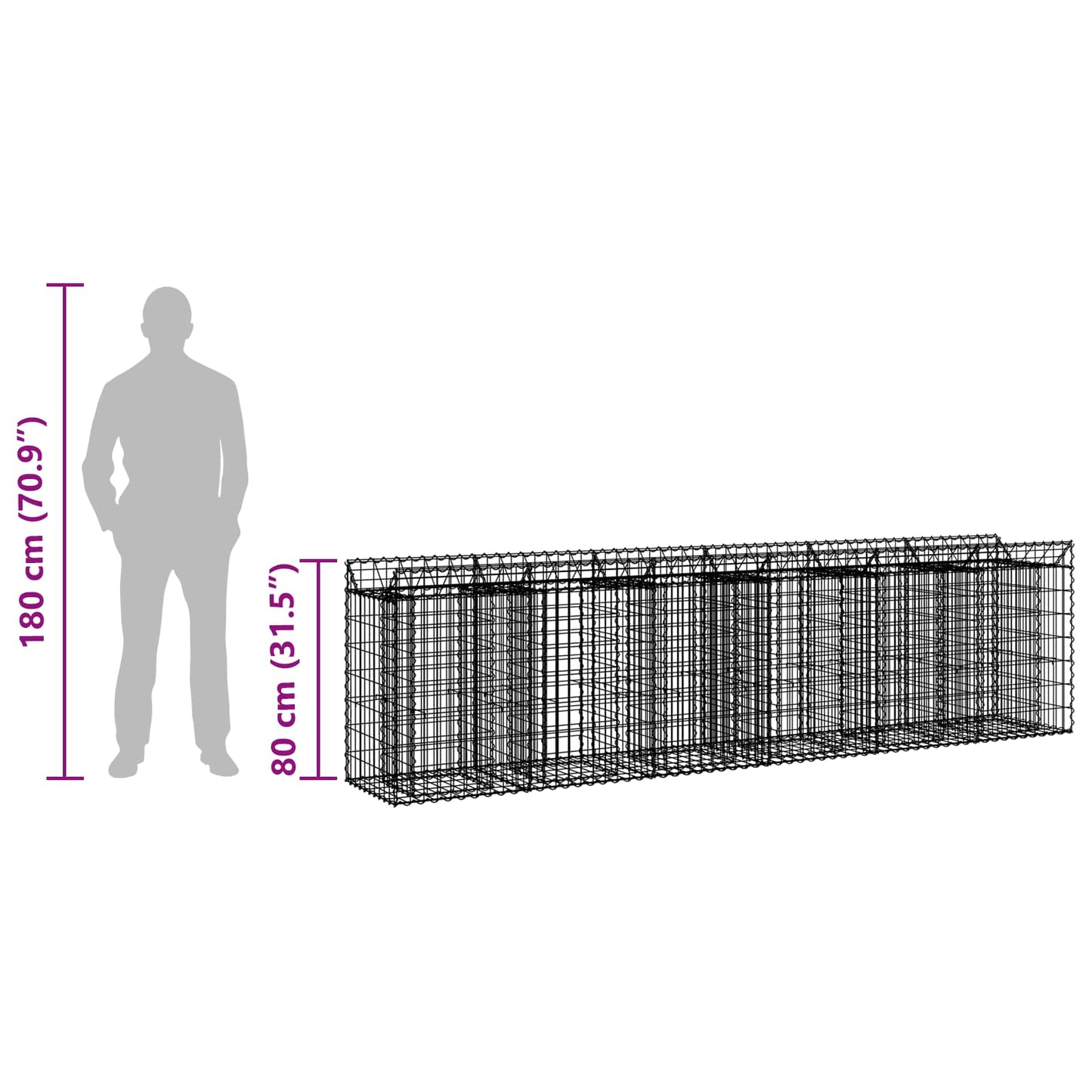 Gabion emelt ágy 2 pcs Ezüst