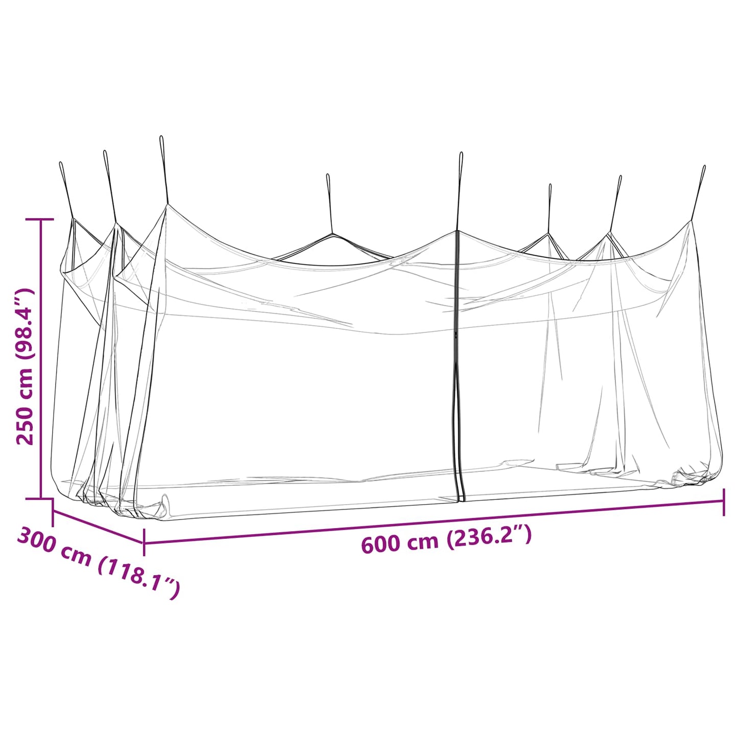 Kerti Szúnyogháló 220 mesh Fehér 3 x 6 x 2,5 m Poliészter